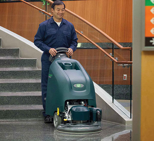 Tennant Sweeper cleaning mall