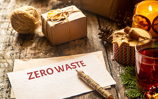 sustainable zero waste holiday gift wrapped in paper and twine