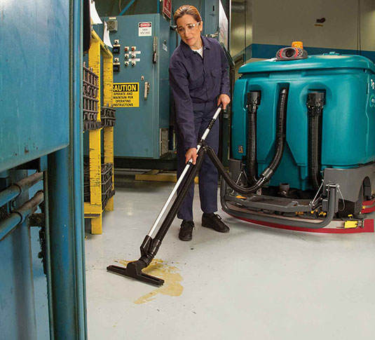 T17 Rider Scrubber cleaning in a manufacturing facility