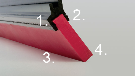 red TennantTrue Linatex squeegee blade for floor scrubber