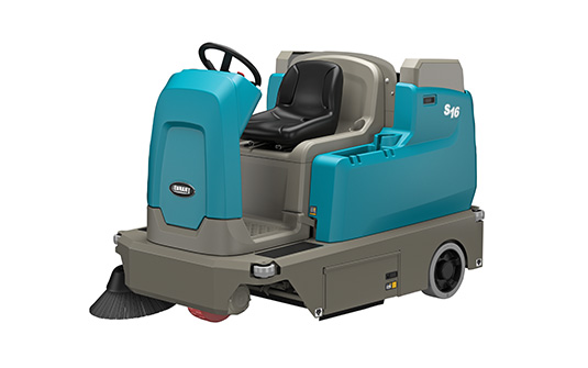 Ride-on sweepers can clean large carpeted spaces, like convention centres, or hard-floored facilities like parking ramps and airports. 
