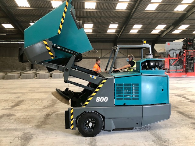 Right side of Tennant Industrial Sweeper 800