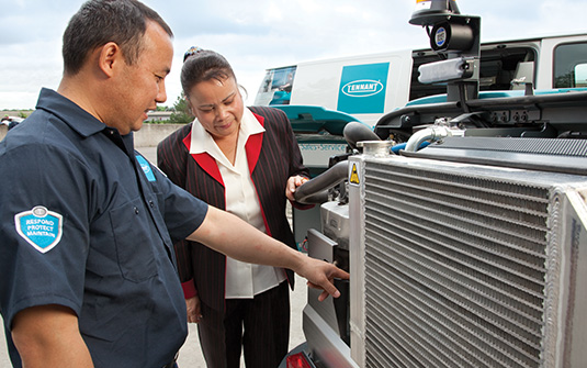 Tennant Company helps training customers on machines