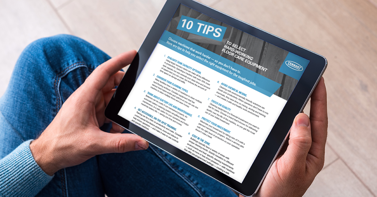 Person Looking at Equipment Selection Tip Sheet on Tablet